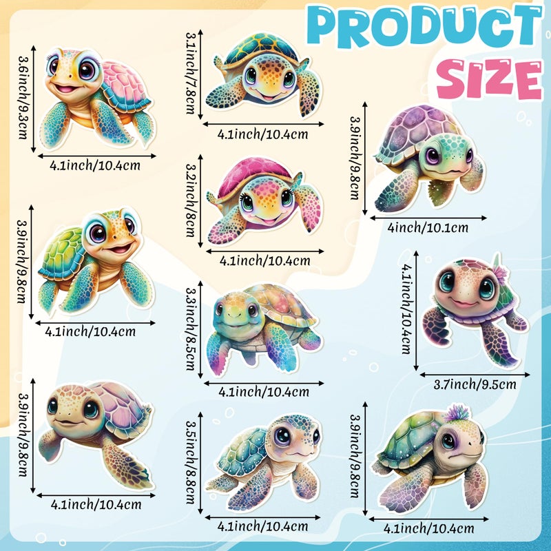 JAPBOR Cruise Door Decorations Magnetic - 10PCS Sea Turtle Cruise Magnet, Ocean Turtles Car Ship Cabin Refrigerator Magnets Decal, Sea Animal Fridge Magnetic Stickers for Home Kitchen Cabinet Decor - Image 2
