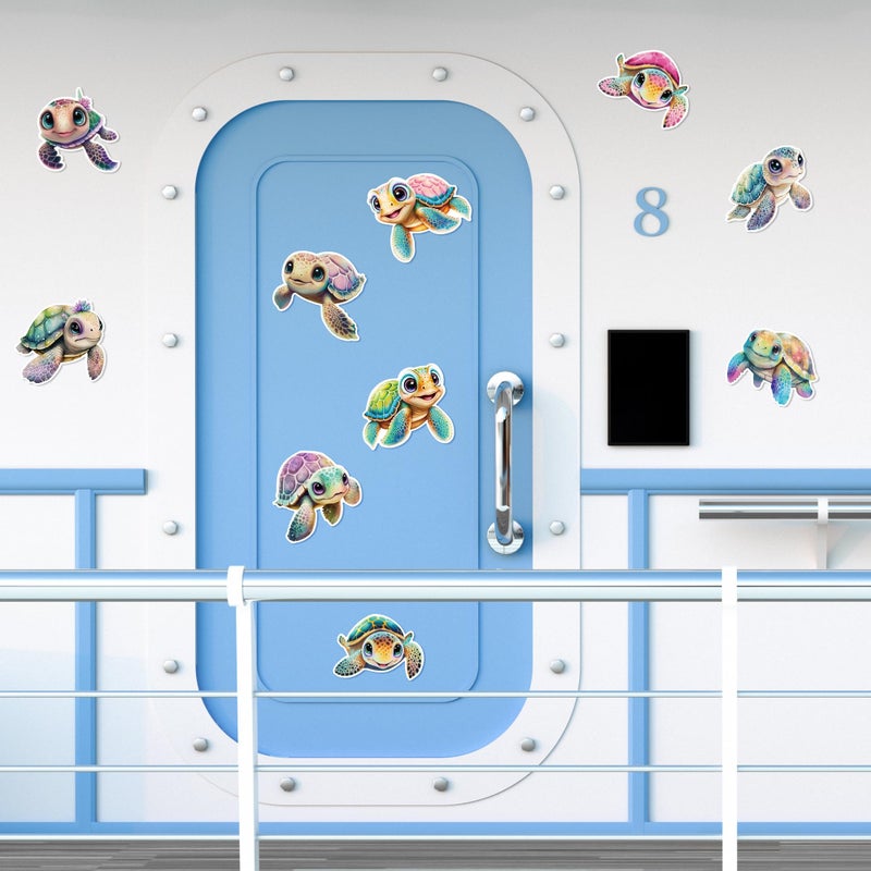 JAPBOR Cruise Door Decorations Magnetic - 10PCS Sea Turtle Cruise Magnet, Ocean Turtles Car Ship Cabin Refrigerator Magnets Decal, Sea Animal Fridge Magnetic Stickers for Home Kitchen Cabinet Decor - Image 4