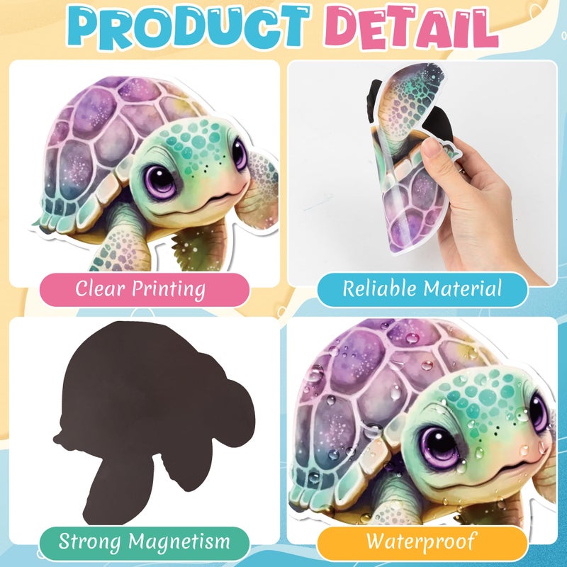 JAPBOR Cruise Door Decorations Magnetic - 10PCS Sea Turtle Cruise Magnet, Ocean Turtles Car Ship Cabin Refrigerator Magnets Decal, Sea Animal Fridge Magnetic Stickers for Home Kitchen Cabinet Decor - Image 3