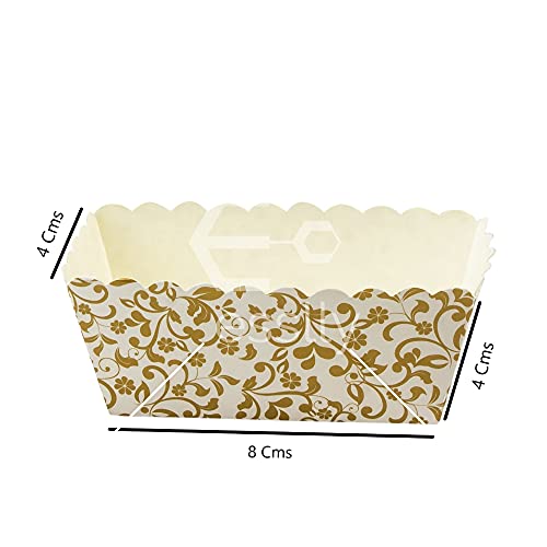 Esslly Elegant Bake & Serve Paper Muffin Cupcake Mould | Designer Disposable Baking Cups | Pack of 50 | Ideal for 80g | Stunning Gold Floral Design | Perfect for Parties - Image 3
