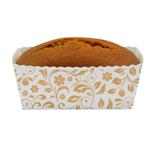 Esslly Elegant Bake & Serve Paper Muffin Cupcake Mould | Designer Disposable Baking Cups | Pack of 50 | Ideal for 80g | Stunning Gold Floral Design | Perfect for Parties - Image 1