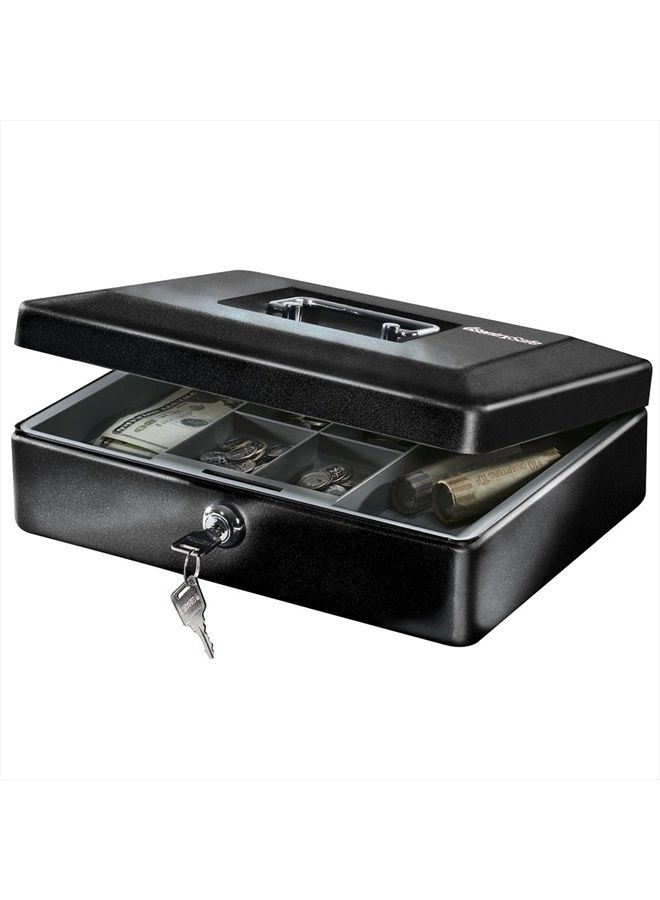 SentrySafe Money Safe with Cash Tray and Key Lock, 3.7 x 11.8 x 9.3 in, Black - Image 1