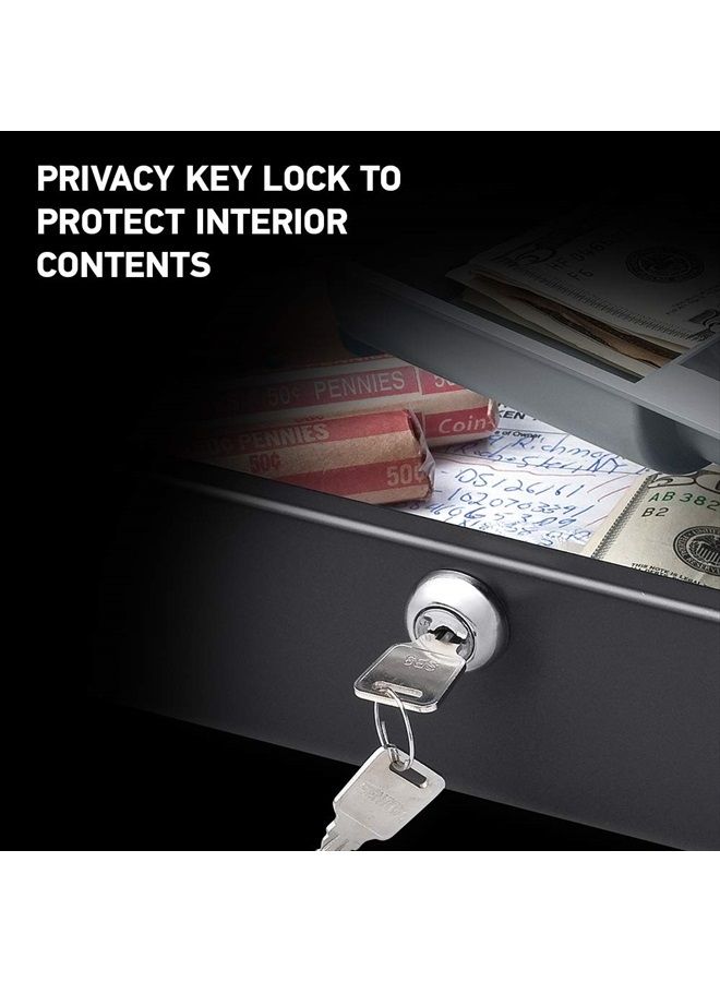 SentrySafe Money Safe with Cash Tray and Key Lock, 3.7 x 11.8 x 9.3 in, Black - Image 4