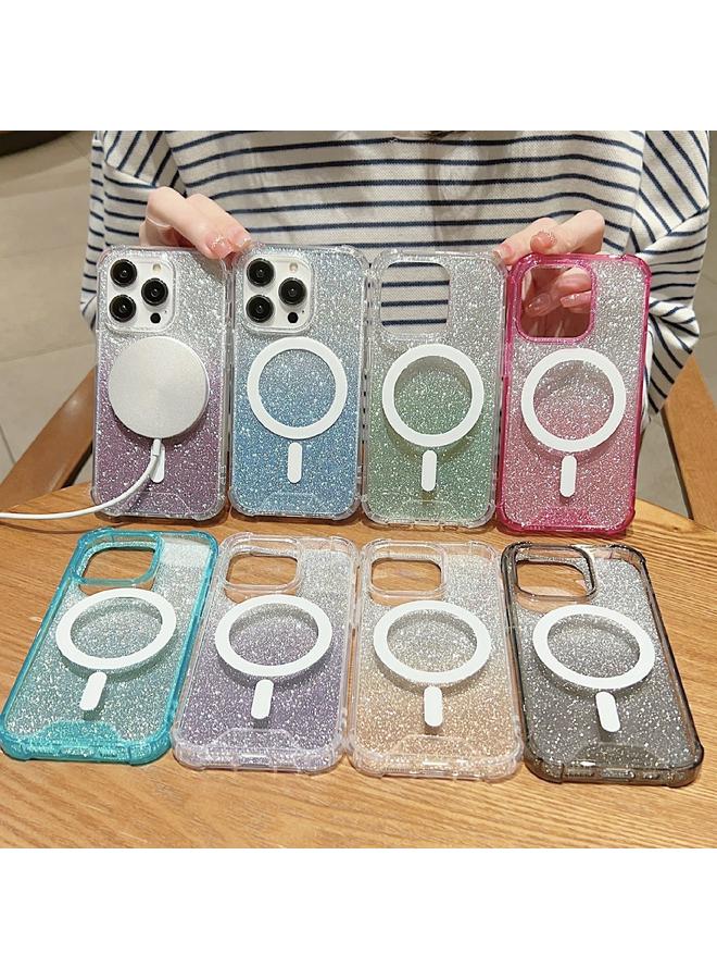 Zaboon Case For iPhone 12 / 12 Pro MagSafe Gradient Color Glitter Acrylic Shockproof Phone Case - Image 2