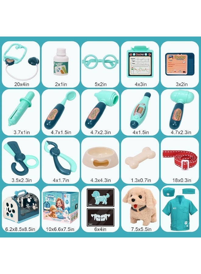 Gc G.C 22Pcs Dog Toys for Kids Doctor Kit, Walking Barking Electronic Interactive Stuffed Dog Vet Kit Costume Pretend Play Puppy Pet Care Veterinarian Playset, Gifts for Kids Girls 3 4 5 6+ Year Old - Image 5