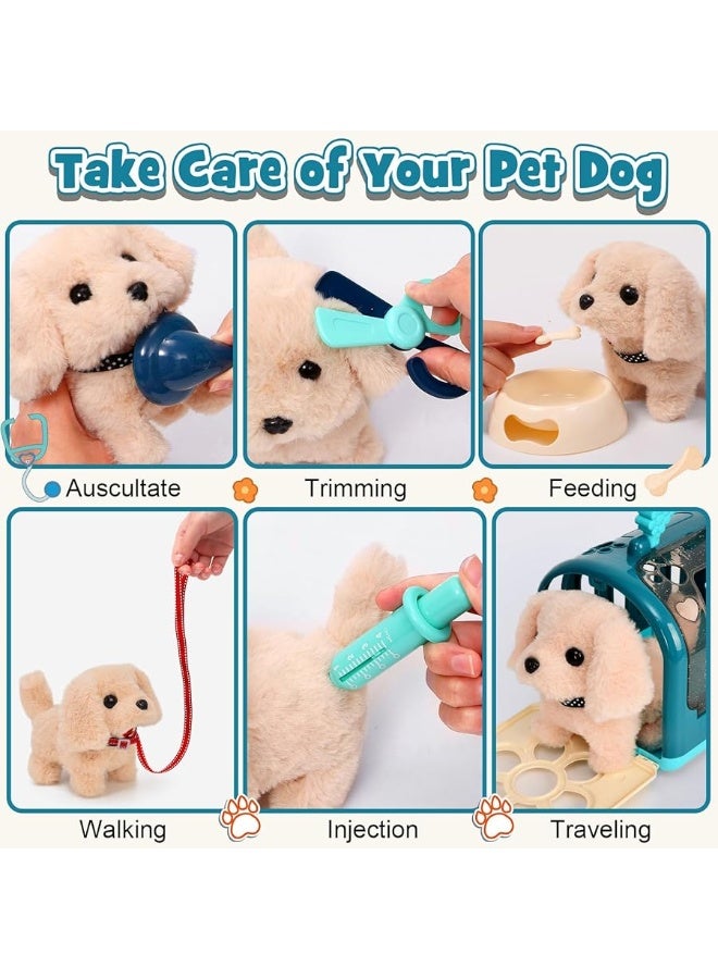 Gc G.C 22Pcs Dog Toys for Kids Doctor Kit, Walking Barking Electronic Interactive Stuffed Dog Vet Kit Costume Pretend Play Puppy Pet Care Veterinarian Playset, Gifts for Kids Girls 3 4 5 6+ Year Old - Image 4
