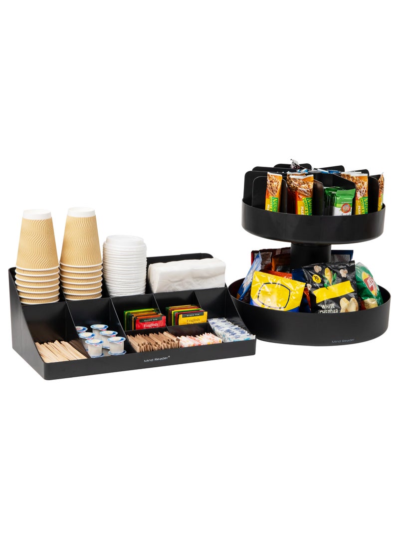 Mind Reader Mind Reader Cup and Condiment Station Snack Carousel Set 2 Pcs Countertop Organizer 17875 L x 95 W x 6625 H 2Piece Black 