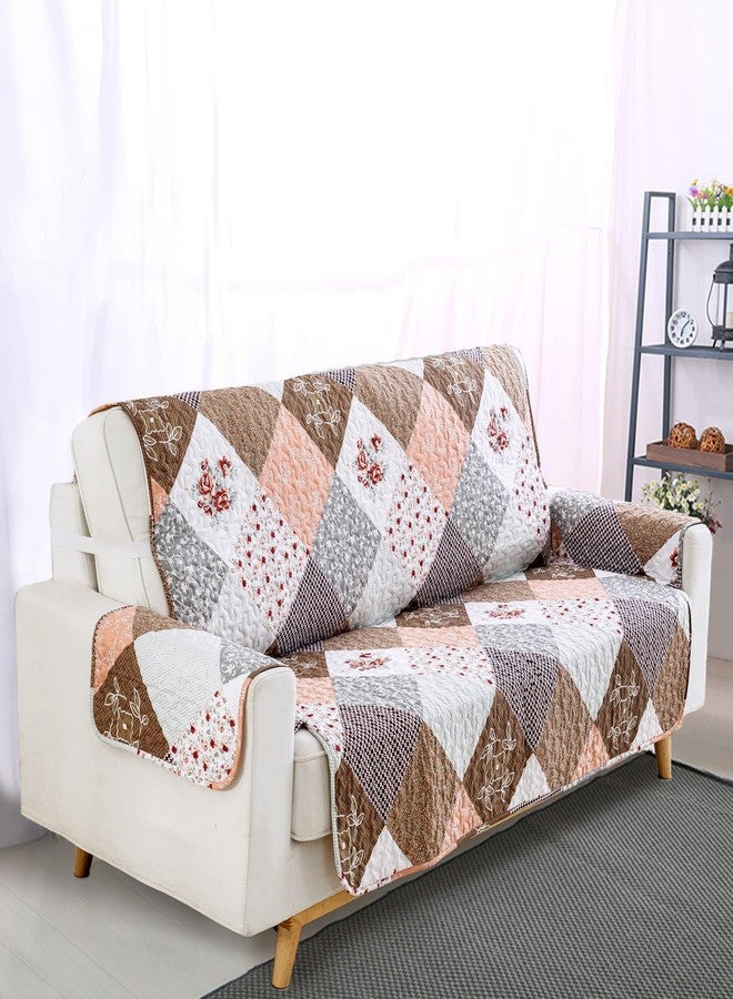 Yiran Floral Couch Cover Patchwork Sofa Cover Slipcover Soft Microfiber Furniture Slipcover for Pets Kids,with Non-Slip Particles and Elastic Strap,3 Seater (Sitting Area 66 inch) - Image 2