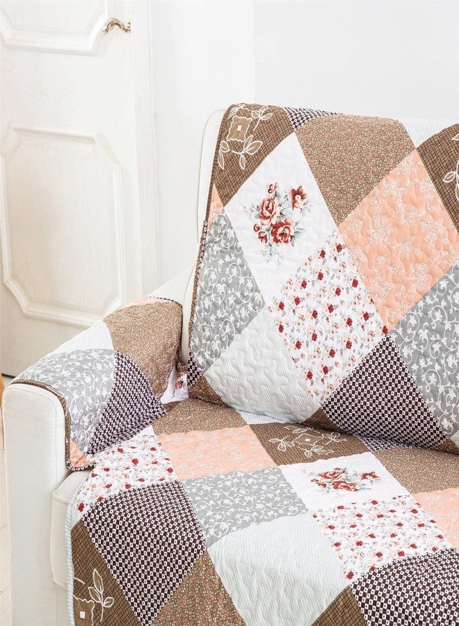 Yiran Floral Couch Cover Patchwork Sofa Cover Slipcover Soft Microfiber Furniture Slipcover for Pets Kids,with Non-Slip Particles and Elastic Strap,3 Seater (Sitting Area 66 inch) - Image 3