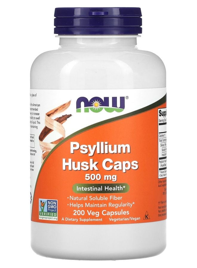 now Psyllium Hush Caps 500 mg 200 Veg Capsules