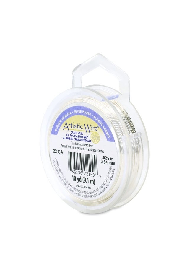 Artistic Wire Artistic Wire  22 Gauge   .64 Mm Silver Plated Tarnish Resistant Colored Copper Craft Wire  Tarnish Resistant Silver  10 Yd   9.1 M  - Image 1