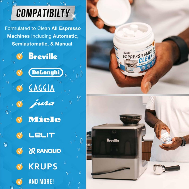 ACTIVE Espresso Machine Cleaning Tablets Descaling - 120 Tabs | Compatible with Breville Barista Express, Gaggia, Delonghi, Jura, Philips | Expresso Maker Backflush Oil Remover Solution Clean Tablet - Image 5