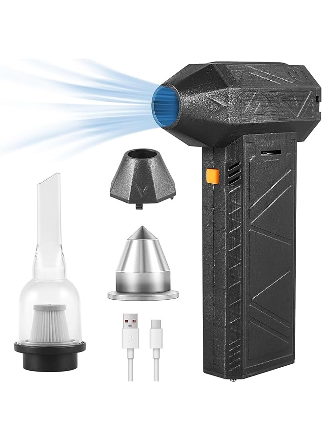 إيروريكس منفاخ هواء كهربائي محمول صغير قابل للتعديل السرعة منفاخ هواء فائق السرعة 130000 دورة في الدقيقة منفاخ هواء كهربائي لاسلكي قوي توربو منفاخ هواء للوحة مفاتيح الكمبيوتر في الهواء الطلق والسيارة والمنزل والتخييم - Image 1