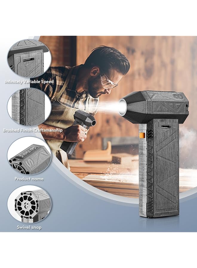 إيروريكس منفاخ هواء كهربائي محمول صغير قابل للتعديل السرعة منفاخ هواء فائق السرعة 130000 دورة في الدقيقة منفاخ هواء كهربائي لاسلكي قوي توربو منفاخ هواء للوحة مفاتيح الكمبيوتر في الهواء الطلق والسيارة والمنزل والتخييم - Image 4