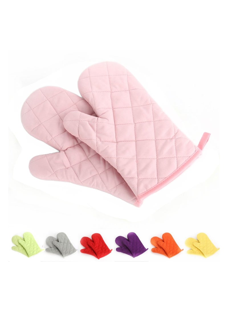 KASTWAVE Oven Mitts - 2 Pcs Heat Resistant Kitchen Gloves for Oven, Non-Slip BBQ Mittens with Infill Cotton for Grilling/Baking/Cooking -Enhance Your Culinary Experience with Cooking Gloves (Pink)  - Image 1