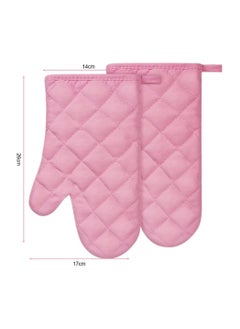 KASTWAVE Oven Mitts - 2 Pcs Heat Resistant Kitchen Gloves for Oven, Non-Slip BBQ Mittens with Infill Cotton for Grilling/Baking/Cooking -Enhance Your Culinary Experience with Cooking Gloves (Pink)  - Image 2