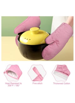 KASTWAVE Oven Mitts - 2 Pcs Heat Resistant Kitchen Gloves for Oven, Non-Slip BBQ Mittens with Infill Cotton for Grilling/Baking/Cooking -Enhance Your Culinary Experience with Cooking Gloves (Pink)  - Image 5