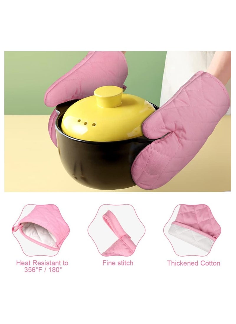 KASTWAVE Oven Mitts - 2 Pcs Heat Resistant Kitchen Gloves for Oven, Non-Slip BBQ Mittens with Infill Cotton for Grilling/Baking/Cooking -Enhance Your Culinary Experience with Cooking Gloves (Pink)  - Image 5