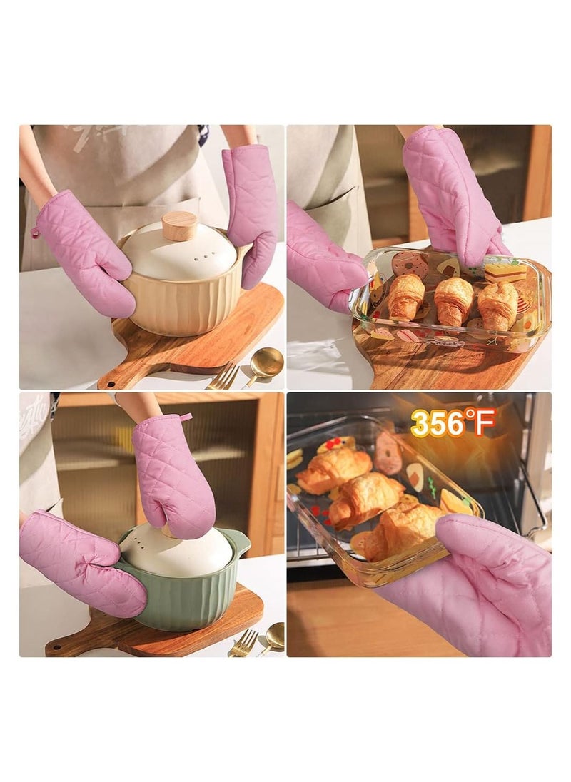 KASTWAVE Oven Mitts - 2 Pcs Heat Resistant Kitchen Gloves for Oven, Non-Slip BBQ Mittens with Infill Cotton for Grilling/Baking/Cooking -Enhance Your Culinary Experience with Cooking Gloves (Pink)  - Image 3