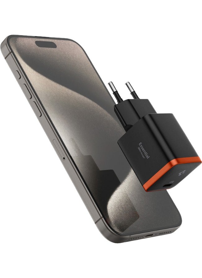 Spigen - 30W USB-C Mini Adapter - PPS / PD 3.0 Supported Fast Charger for iPhone & Android & iPad & MacBook Type-C EE301 Black - ACH08448 - Image 1