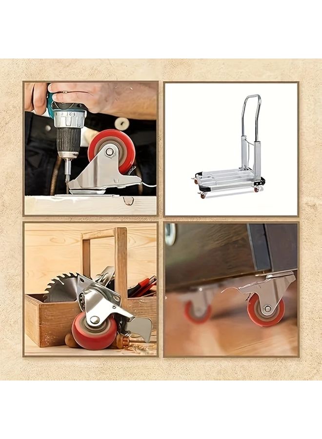 قطعتان 2 من مجموعة عجلات صناعية مقاس 5 بوصة مع عجلتين مزودتين بفرامل متينة من البولي يوريثان - Image 4