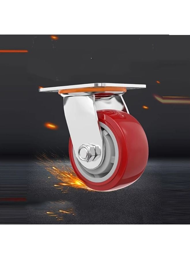 قطعتان 2 من مجموعة عجلات صناعية مقاس 5 بوصة مع عجلتين مزودتين بفرامل متينة من البولي يوريثان - Image 5