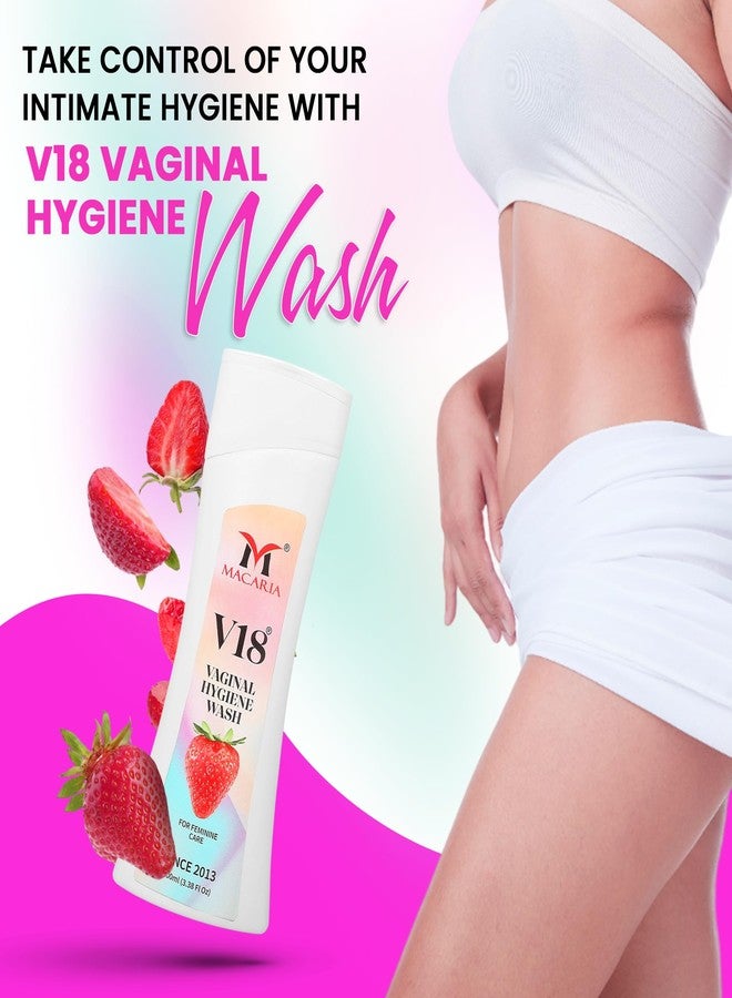 MACARIA V18 Vaginal Hygiene Wash for Women - Feminine Intimate Care with Strawberry Scent - Lactic Acid, Odor Control, & pH Balance - Gentle Daily Wash for Vagina, Genital Dryness, & Itching Relief, 200ml (2) - Image 2