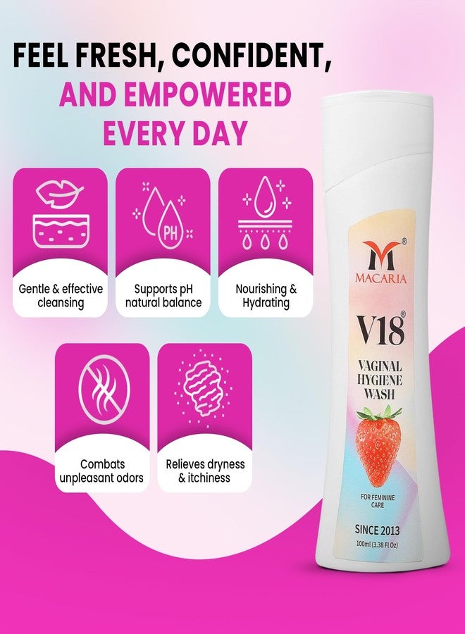 MACARIA V18 Vaginal Hygiene Wash for Women - Feminine Intimate Care with Strawberry Scent - Lactic Acid, Odor Control, & pH Balance - Gentle Daily Wash for Vagina, Genital Dryness, & Itching Relief, 200ml (2) - Image 5