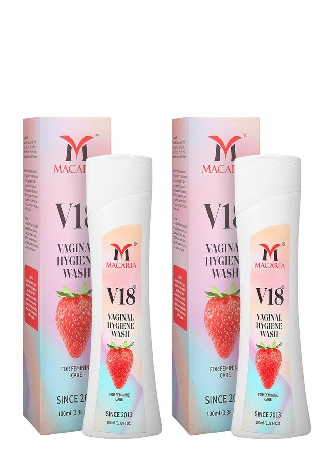 MACARIA V18 Vaginal Hygiene Wash for Women - Feminine Intimate Care with Strawberry Scent - Lactic Acid, Odor Control, & pH Balance - Gentle Daily Wash for Vagina, Genital Dryness, & Itching Relief, 200ml (2) - Image 1