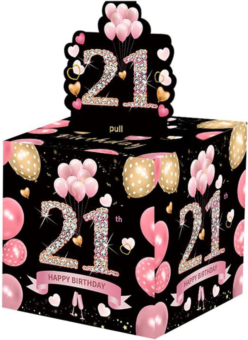 Mienocol 21th Birthday Money Box for Cash Gift,Black Pink Pull Surprise Money Gift Box for Lady 21th Birthday Presents,Birthday Gift Money Box Money Presentation Box for Cash Gifts Birthday - Image 4