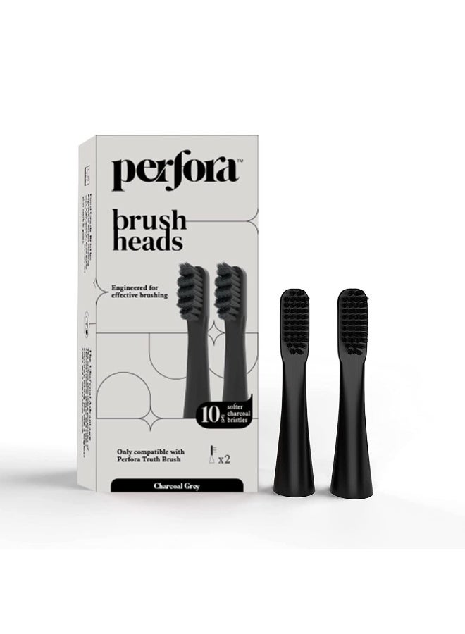 Perfora Replacement Brush Heads For Perfora Electric Truthbrush Model - 001 | Toothbrush For Effective Brushing & Plaque Removal For Healthier Smile With Soft Bristles | Charcoal Grey | Pack of 2 - Image 1