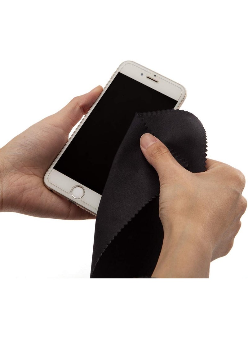 12-Pack Microfiber Cleaning Cloths for Glasses, Lenses & Screens - 15x18cm (5.9x7 Inch) Black Wipes with Serrated Edges - Eyeglass, Sunglass, Phone, Camera, Laptop & Jewelry Cleaner - Image 5