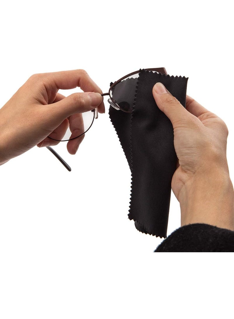 12-Pack Microfiber Cleaning Cloths for Glasses, Lenses & Screens - 15x18cm (5.9x7 Inch) Black Wipes with Serrated Edges - Eyeglass, Sunglass, Phone, Camera, Laptop & Jewelry Cleaner - Image 4