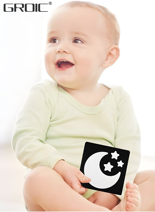 GROIC - 80 PCs 160 Page High Contrast Baby Flashcard, Black White Colorful Visual Stimulation Learning Activity Card for Babies Ages 0-3-6-12-36 Months, 5.7'' x 5.7'' Newborn Infants Toys Gift - Image 1