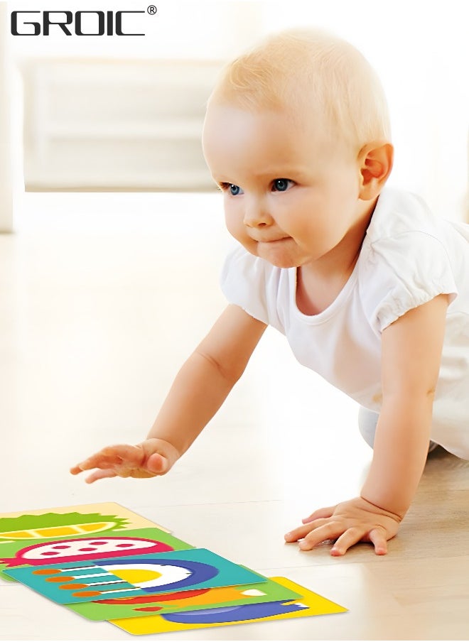 GROIC - 80 PCs 160 Page High Contrast Baby Flashcard, Black White Colorful Visual Stimulation Learning Activity Card for Babies Ages 0-3-6-12-36 Months, 5.7'' x 5.7'' Newborn Infants Toys Gift - Image 1