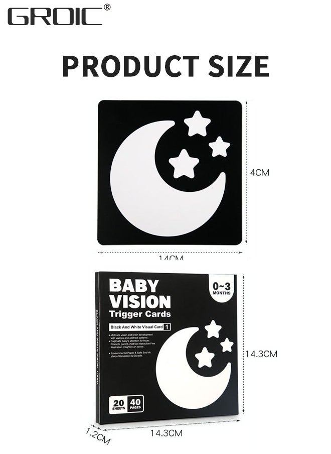 GROIC - 80 PCs 160 Page High Contrast Baby Flashcard, Black White Colorful Visual Stimulation Learning Activity Card for Babies Ages 0-3-6-12-36 Months, 5.7'' x 5.7'' Newborn Infants Toys Gift - Image 1