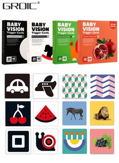 GROIC 80 PCs 160 Page High Contrast Baby Flashcard, Black White Colorful Visual Stimulation Learning Activity Card for Babies Ages 0-3-6-12-36 Months, 5.7'' x 5.7'' Newborn Infants Toys Gift  - Image 1