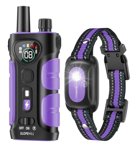 SLOPEHILL Dog Shock Collar,4200FT Dog Training Collar with Remote,IPX8 Waterproof E-Collar with Beep,Vibration,Shock,Flash Light,No Shock Mode,Electric Shock Collar for Small Medium Large Dog,Purple - Image 1