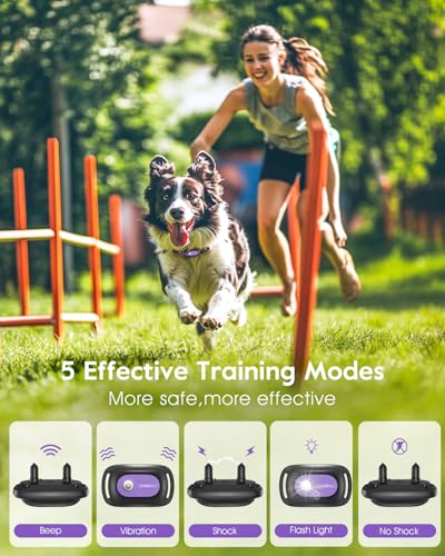 SLOPEHILL Dog Shock Collar,4200FT Dog Training Collar with Remote,IPX8 Waterproof E-Collar with Beep,Vibration,Shock,Flash Light,No Shock Mode,Electric Shock Collar for Small Medium Large Dog,Purple - Image 4