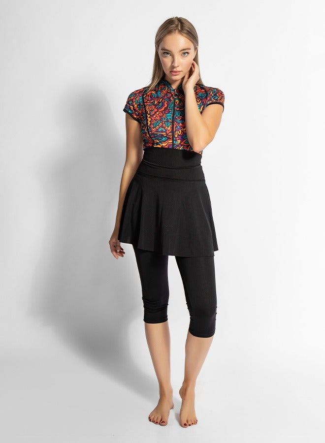 منيرفا سيكرت مايستيك إنديا - طقم سباحة نسائي من قطعة واحدة بتنورة وسروال - Image 3