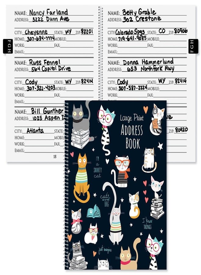 Current Smarty Cats Large Print Address Book, 56 Pages, Big 7” x 8.5” Spiral Bound, Soft Cover Organizer for Contact Phone Number, Mailing Address, & Email, Easy-to-Read Senior Logbook - Image 1
