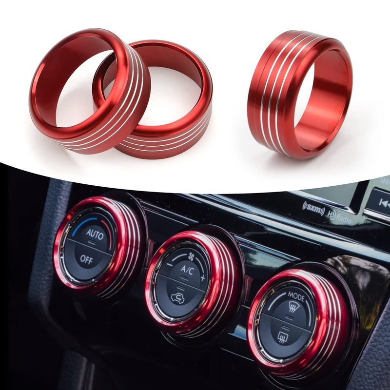 for Subaru AC Knob Cover Accessory Center Console Switch Volume Temp Control Button Ring Trim Compatible with Forester 20142018 Crosstrek XV 20132017Impreza 20142016WRXSTi 20152020 Red