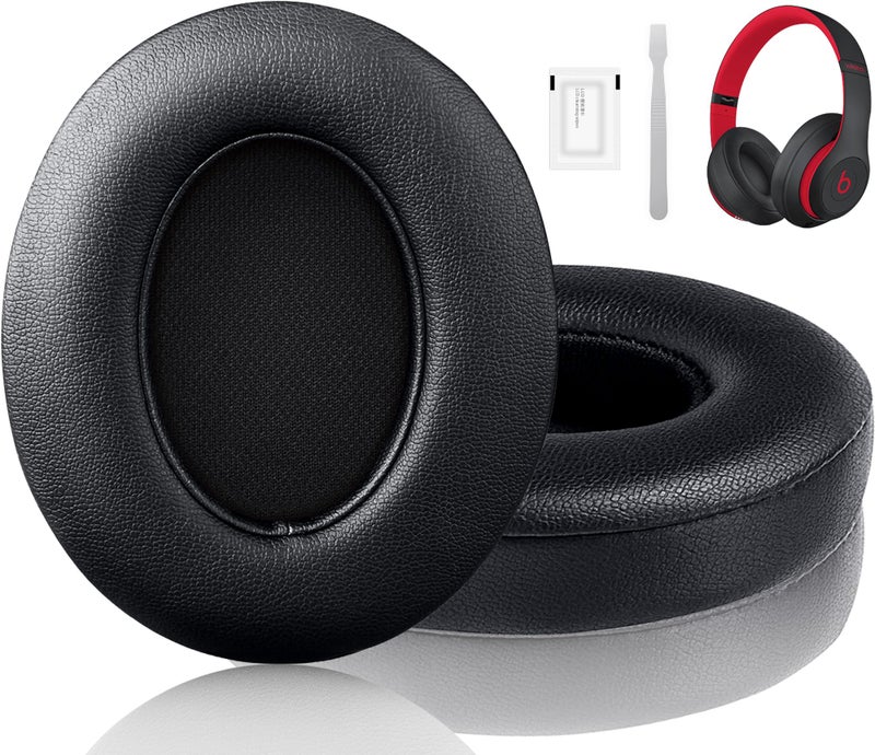 F FEYCH وسادات أذن بديلة من F FEYCH لسمّاعات Beats Studio 3 وBeats Studio 2 (B0500/ B0501) 2 قطع عزل الضوضاء مريحة من رغوة الذاكرة (أسود) - Image 1