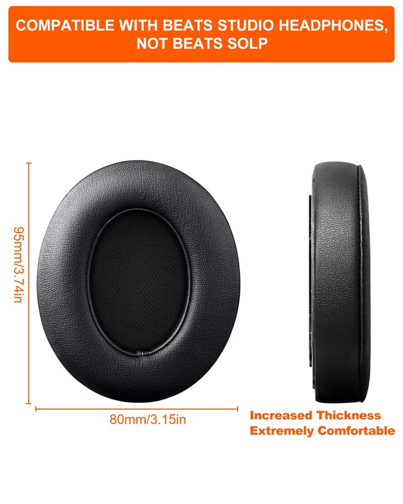 F FEYCH وسادات أذن بديلة من F FEYCH لسمّاعات Beats Studio 3 وBeats Studio 2 (B0500/ B0501) 2 قطع عزل الضوضاء مريحة من رغوة الذاكرة (أسود) - Image 3
