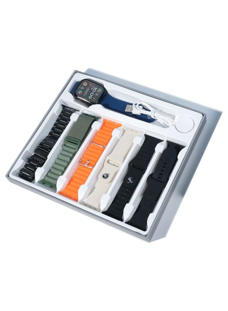 موديو ساعة ذكية Modio MW30 Series 9 مع شاشة عرض كاملة 2.2 بوصة و7 أزواج من الأشرطة وشاحن لاسلكي مصمم للسيدات والرجال باللون الأسود - Image 4