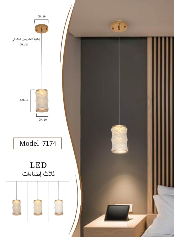 Best Power Modern Single LED Pendant Light 7174-1 indoor lighting With Luxury Three Lighting Levels | Elegant Ceiling Pendant for Modern Interiors - Image 3