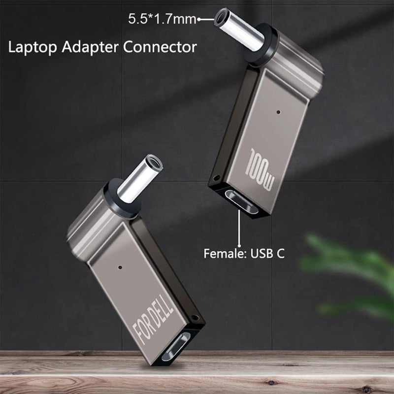 Tobo USB C to DC Adapter, USB C Female to Male DC 5.5 x 1.7mm Barrel Jack Plug Converter, 100W 5A PD Portable Power Charger Connector for HP Laptop TD-1260CC - Image 5