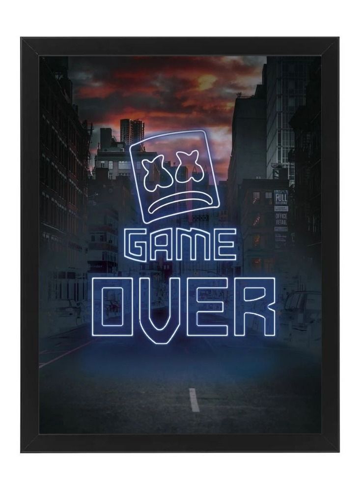 RKN Game Over Neon Wall Art Poster Frame 21 x 30 cm - Image 1