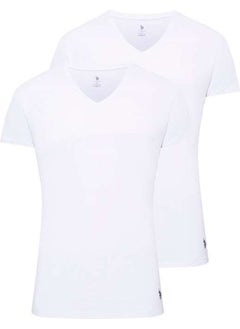 U.S. Polo Assn. BASE. Polo Assn. Men's White 2-Piece V-Neck Undershirt 80194  - Image 1