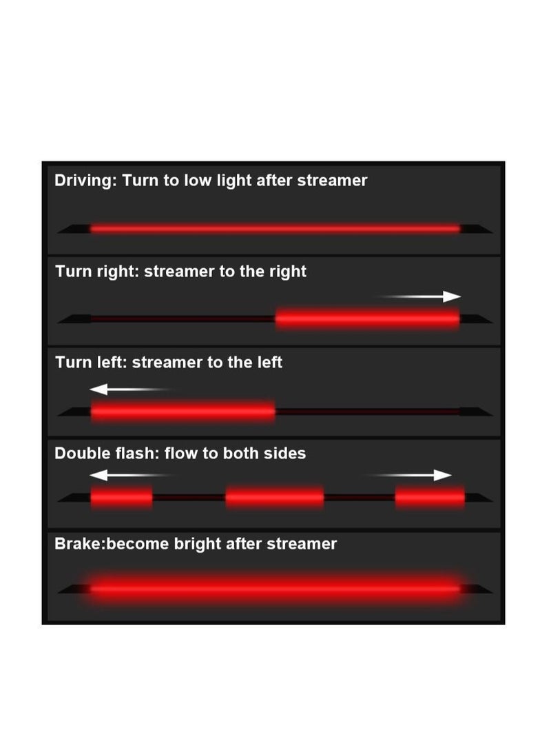 MUNTAQI 120cm 47 inch Universal Carbon Fiber Rear Spoiler Light for Cars Black LED Auto Third Brake Stop Signal Light 12V - Image 3